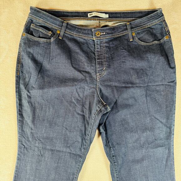 Levi Jean Women 24W Dark Wash Blue Denim 508 Bootcut Short Plus Size No Distress - Picture 2 of 11